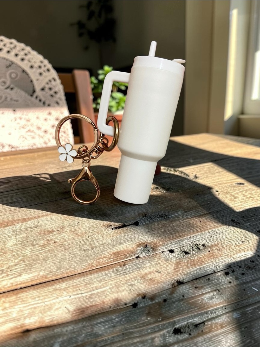 Mini Tumbler Keychain with Gold Hardware